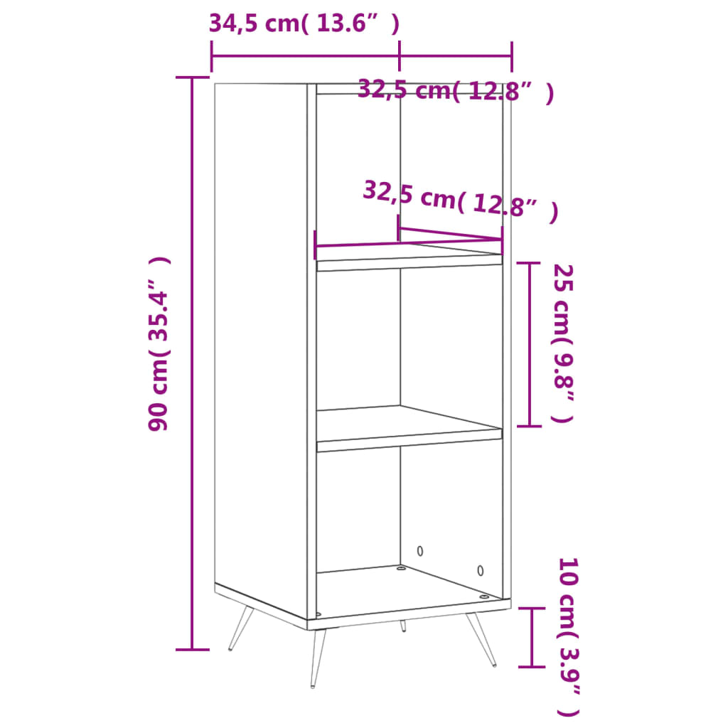 Ραφιέρα Λευκή 34,5 x 32,5 x 90 εκ. από Επεξεργασμένο Ξύλο 9