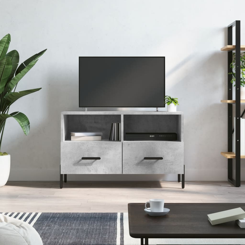 Έπιπλο Τηλεόρασης Γκρι Σκυροδέματος 80x36x50 εκ. Επεξεργ. Ξύλο 1