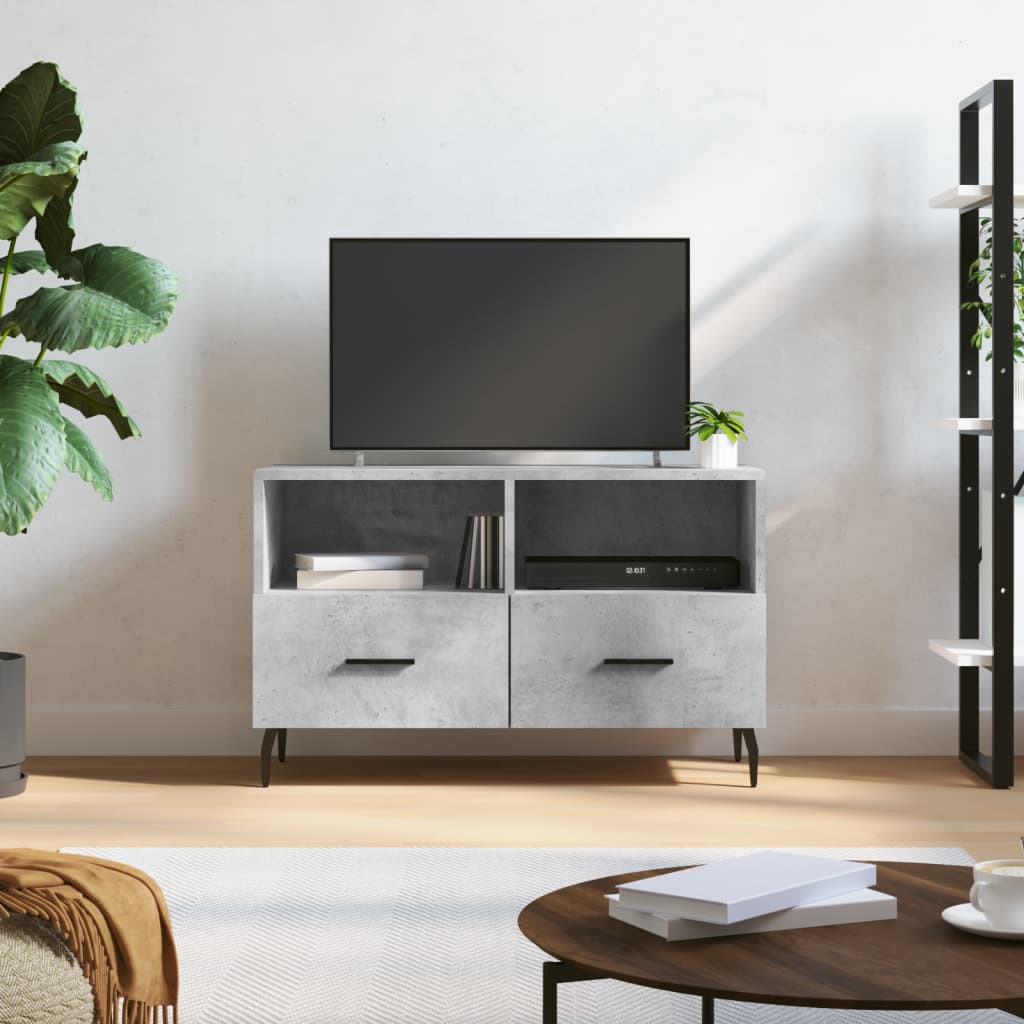 Έπιπλο Τηλεόρασης Γκρι Σκυροδέματος 80x36x50 εκ. Επεξεργ. Ξύλο 1