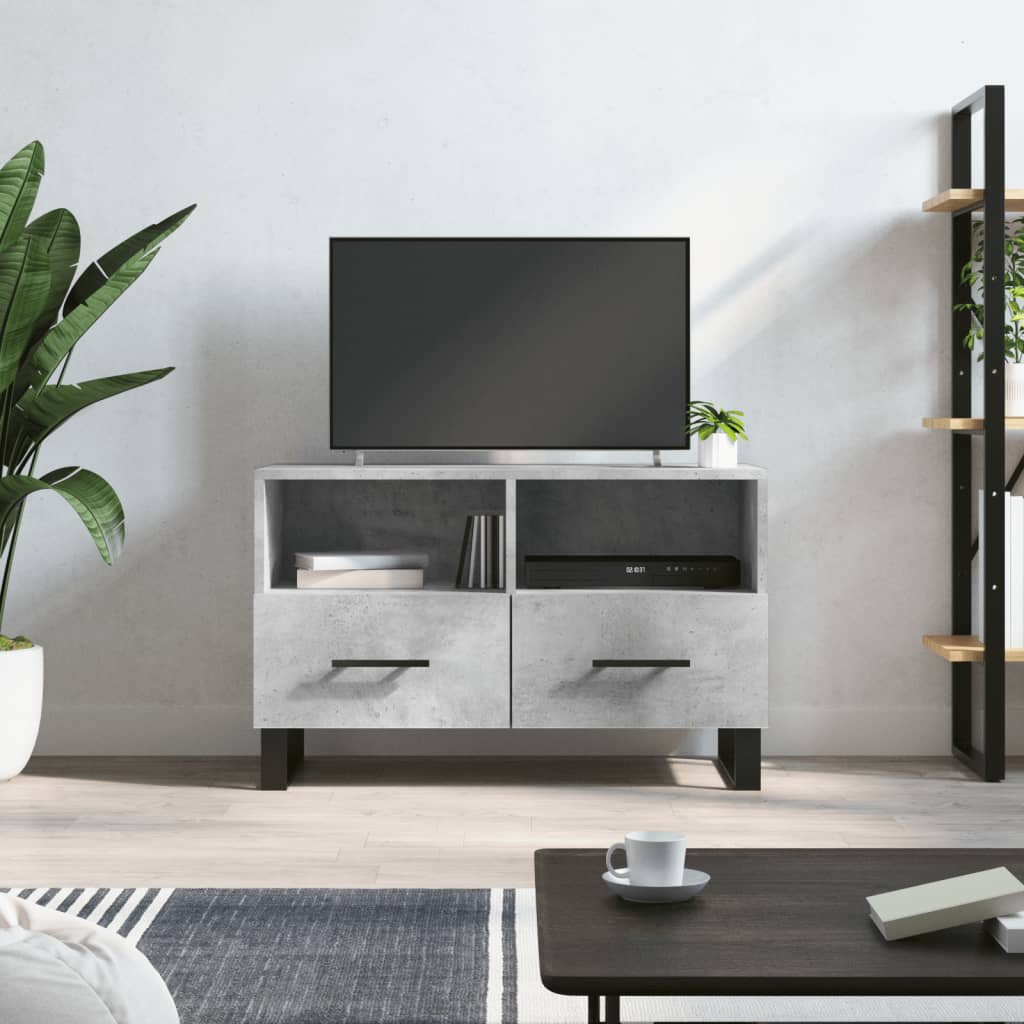 Έπιπλο Τηλεόρασης Γκρι Σκυροδέματος 80x36x50 εκ. Επεξεργ. Ξύλο 1