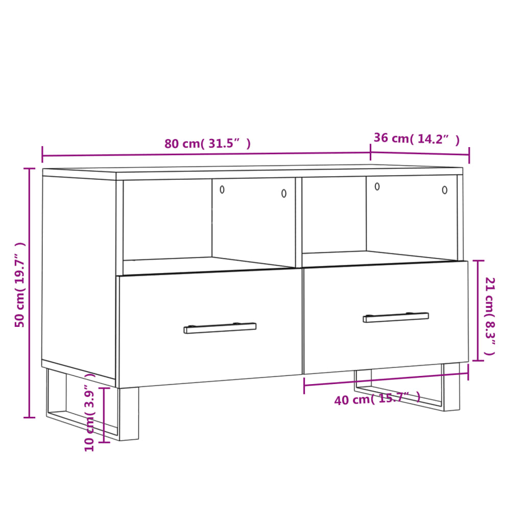 Έπιπλο Τηλεόρασης Γκρι Σκυροδέματος 80x36x50 εκ. Επεξεργ. Ξύλο 12
