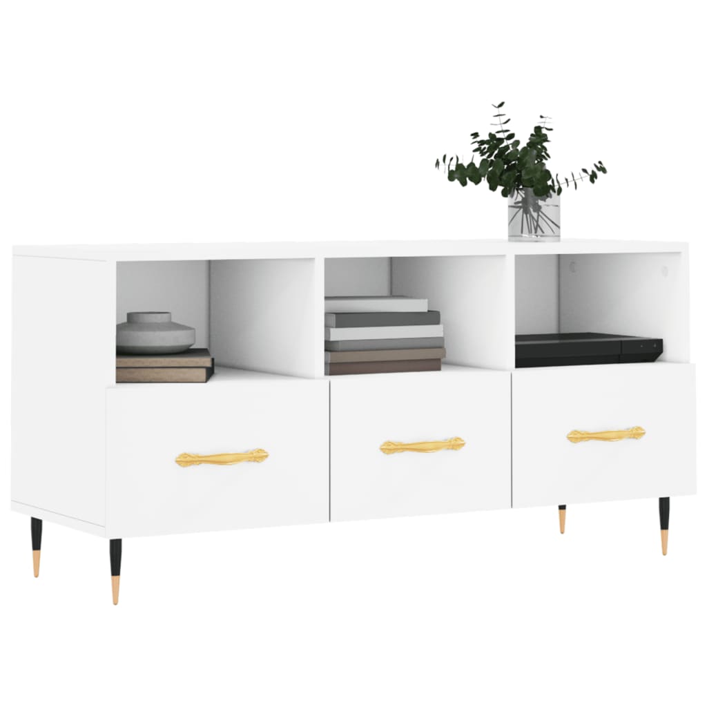 Έπιπλο Τηλεόρασης Λευκό 102 x 36 x 50 εκ. από Επεξεργ. Ξύλο 3