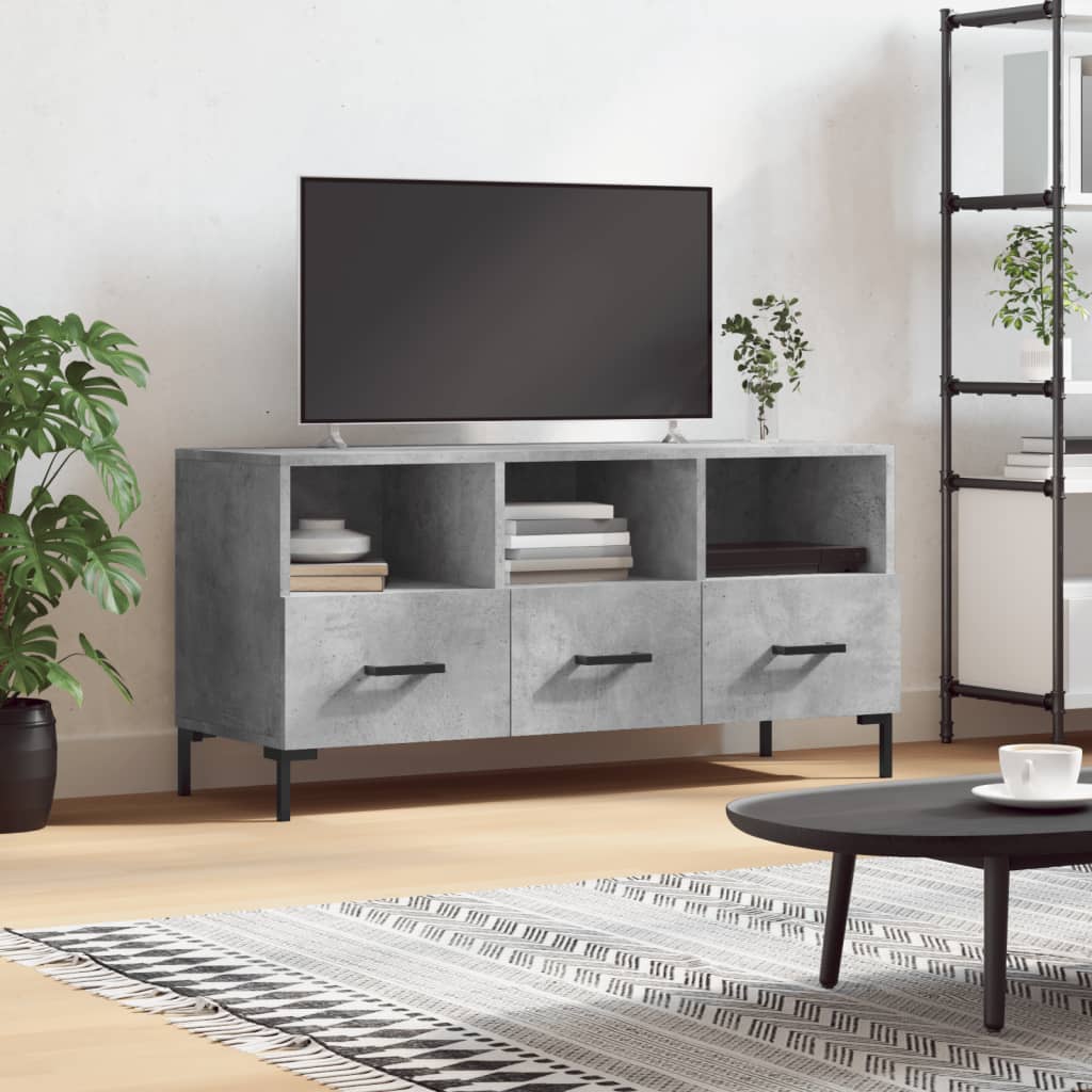 Έπιπλο Τηλεόρασης Γκρι Σκυροδέματος 102x36x50 εκ. Επεξ. Ξύλο 1