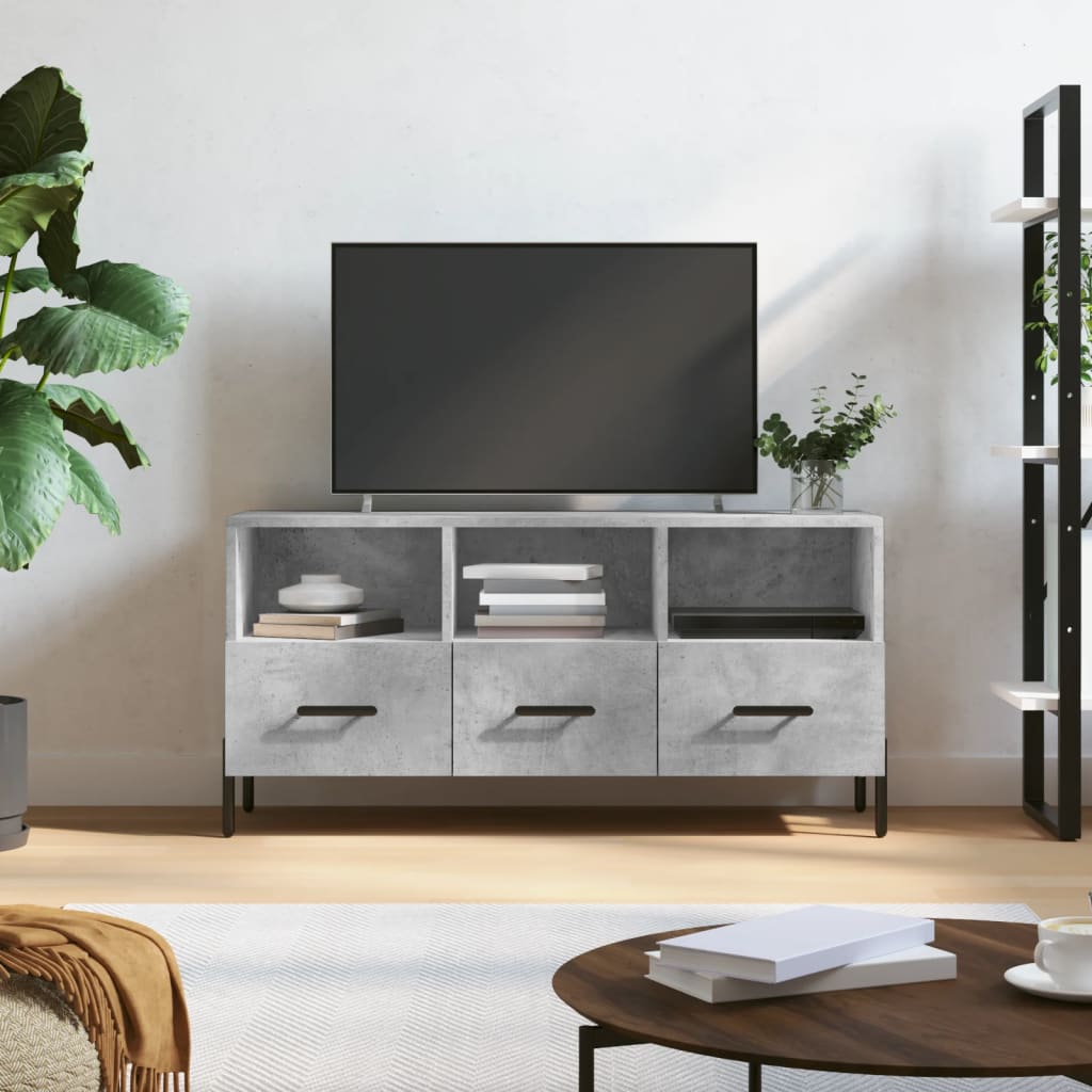 Έπιπλο Τηλεόρασης Γκρι Σκυροδέματος 102x36x50 εκ. Επεξ. Ξύλο 1