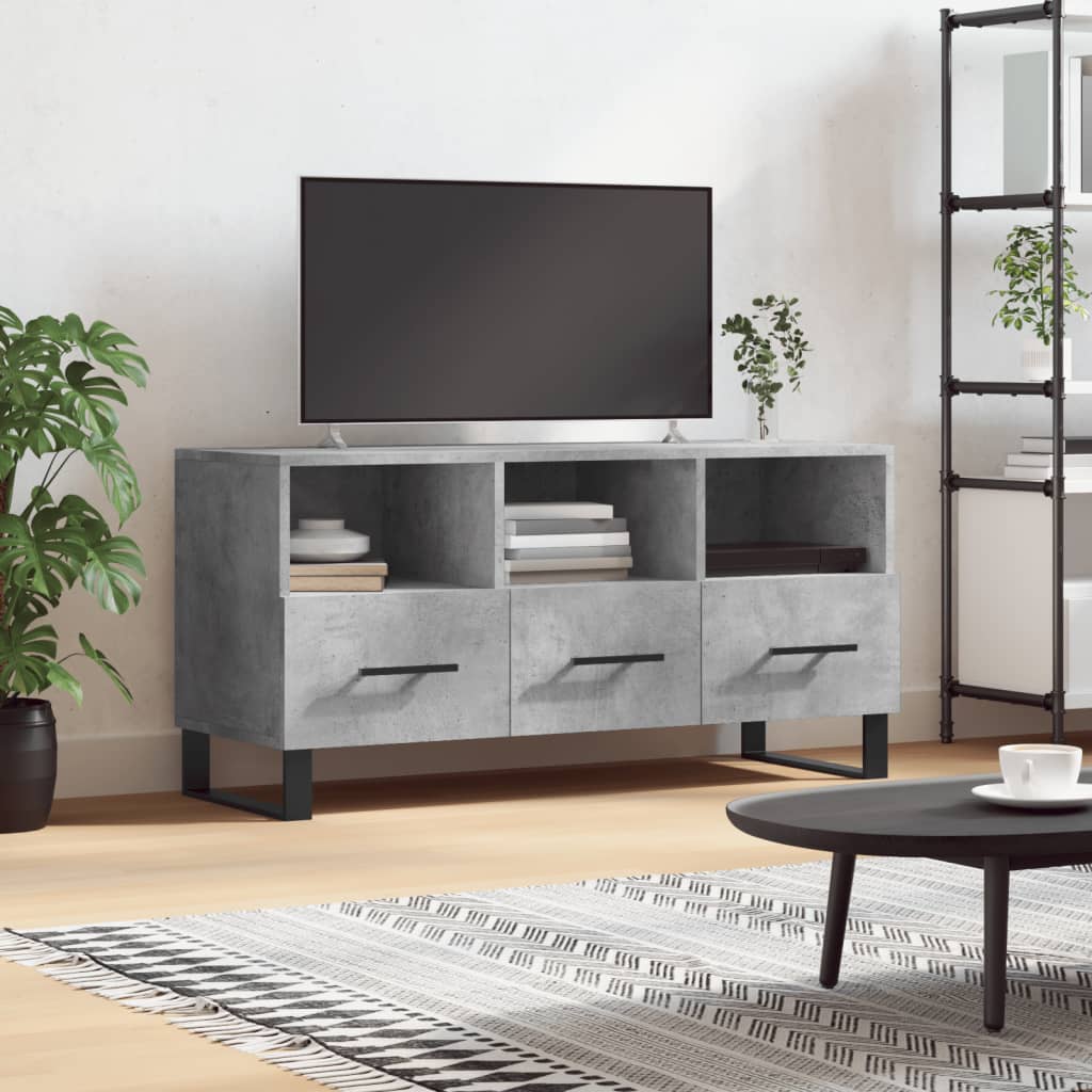 Έπιπλο Τηλεόρασης Γκρι Σκυροδέματος 102x36x50 εκ. Επεξ. Ξύλο 1
