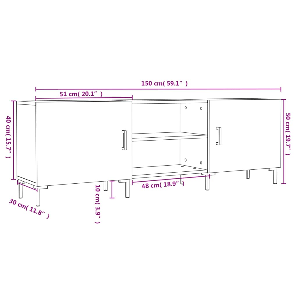 Έπιπλο Τηλεόρασης Καπνιστή Δρυς 150x30x50 εκ. Επεξ. Ξύλο 12