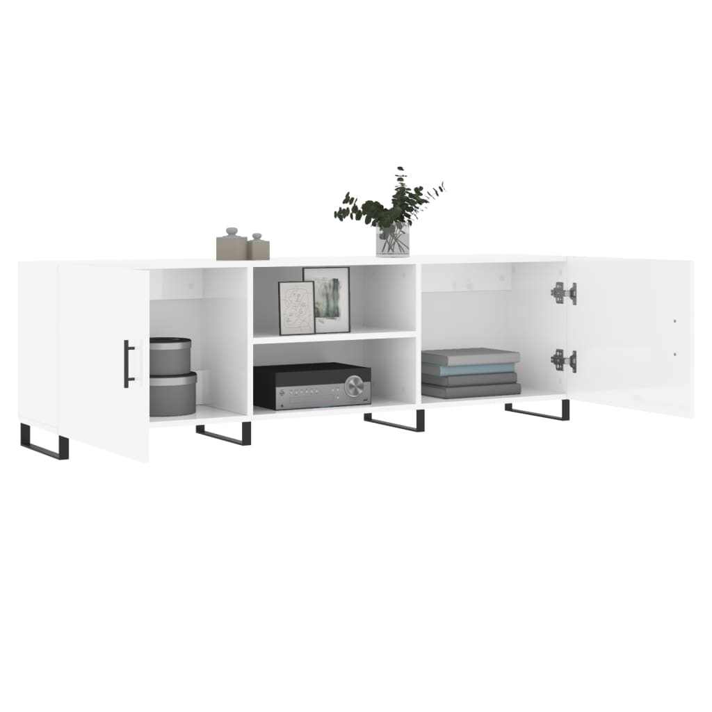 Έπιπλο Τηλεόρασης Γυαλ. Λευκό150x30x50εκ.Επεξεργασμένο Ξύλο 4