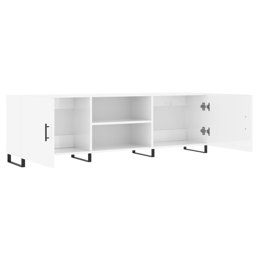 Έπιπλο Τηλεόρασης Γυαλ. Λευκό150x30x50εκ.Επεξεργασμένο Ξύλο 6