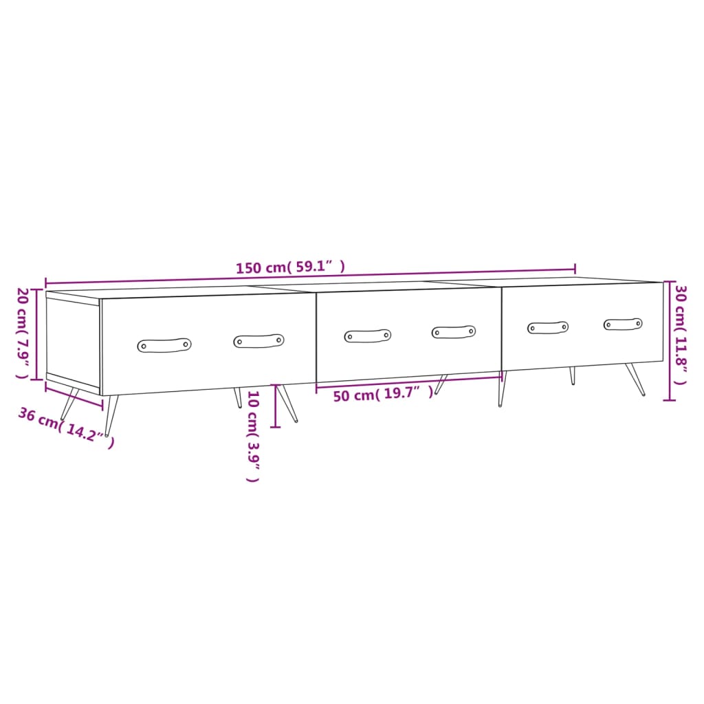Έπιπλο Τηλεόρασης Γκρι Sonoma 150 x 36 x 30 εκ. Επεξεργ. Ξύλο 12