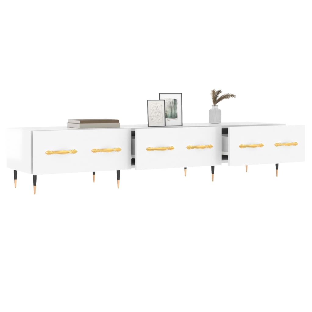 Έπιπλο Τηλεόρασης Γυαλ. Λευκό 150x36x30 εκ. Επεξεργασμένο Ξύλο 4