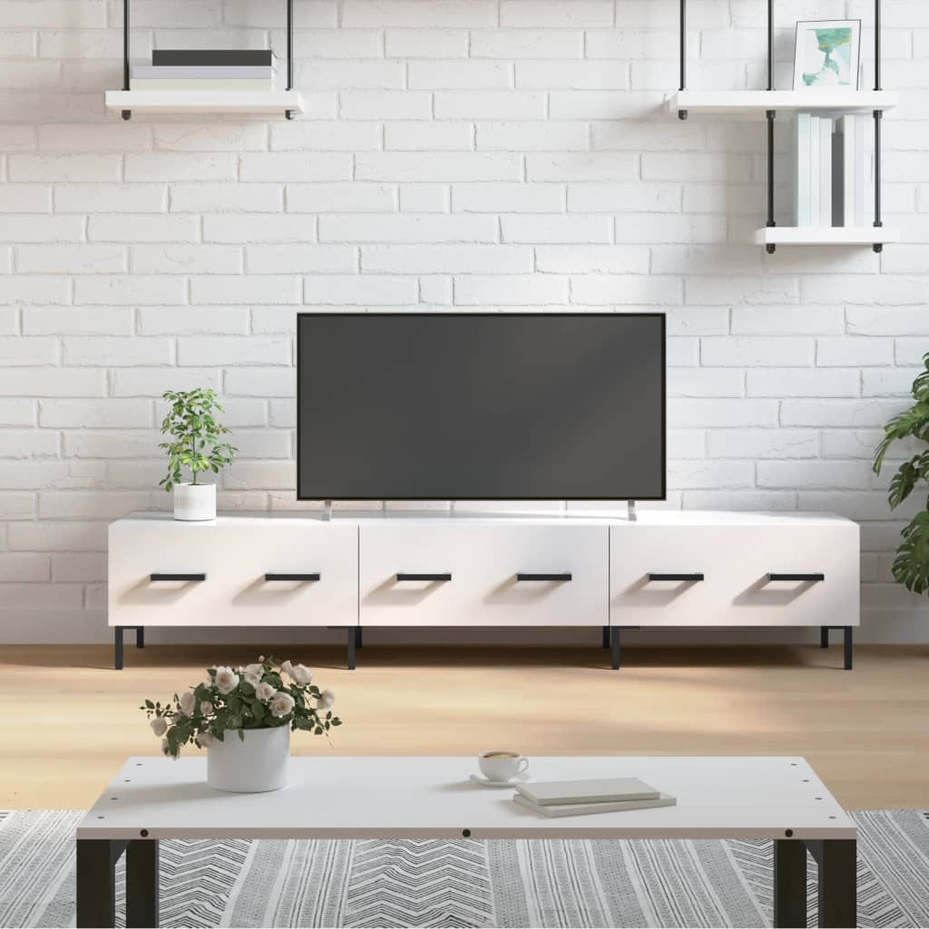 Έπιπλο Τηλεόρασης Γυαλ. Λευκό 150x36x30 εκ. Επεξεργασμένο Ξύλο 1