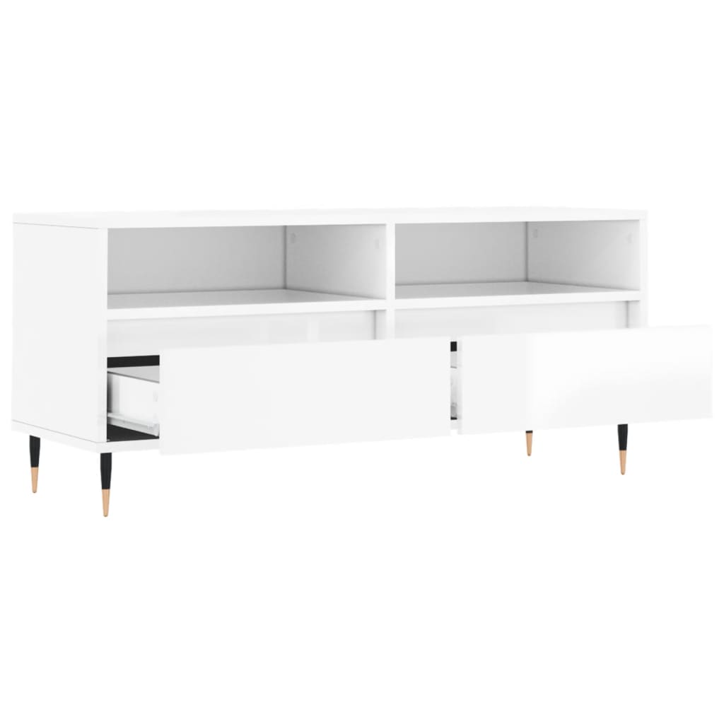 Έπιπλο Τηλεόρασης Γυαλ. Λευκό 100x34,5x44,5 εκ. Επεξεργ. Ξύλο 6