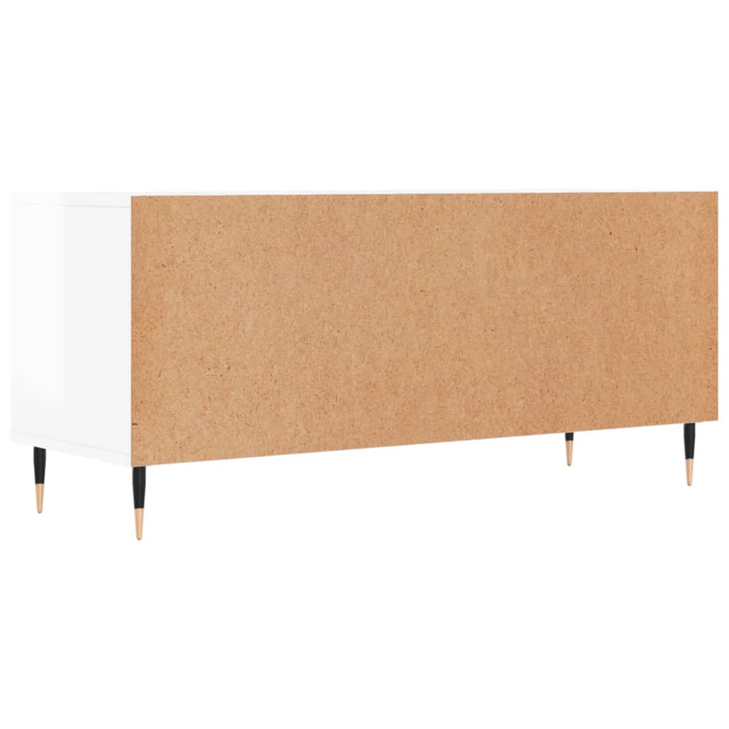 Έπιπλο Τηλεόρασης Γυαλ. Λευκό 100x34,5x44,5 εκ. Επεξεργ. Ξύλο 8