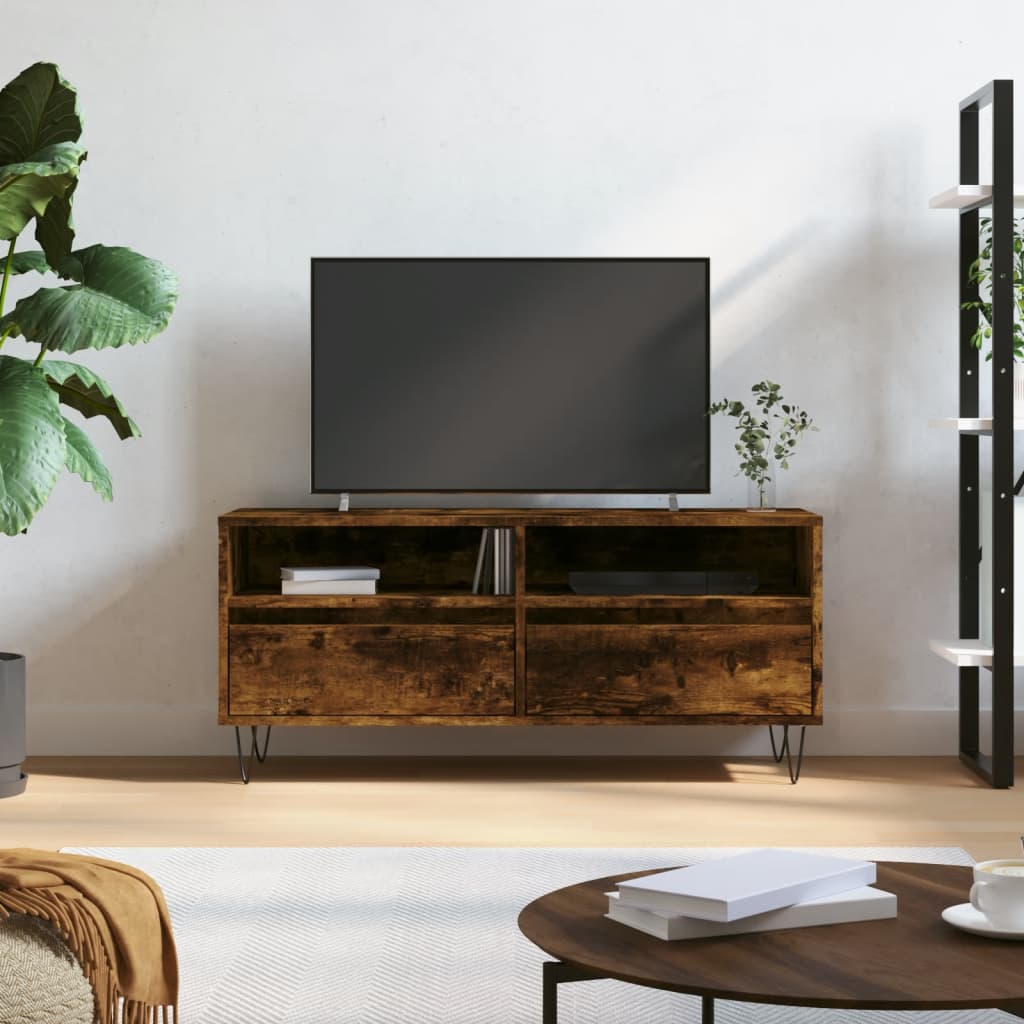 Έπιπλο Τηλεόρασης Καπνιστή Δρυς 100x34,5x44,5 εκ. Επεξ. Ξύλο 1