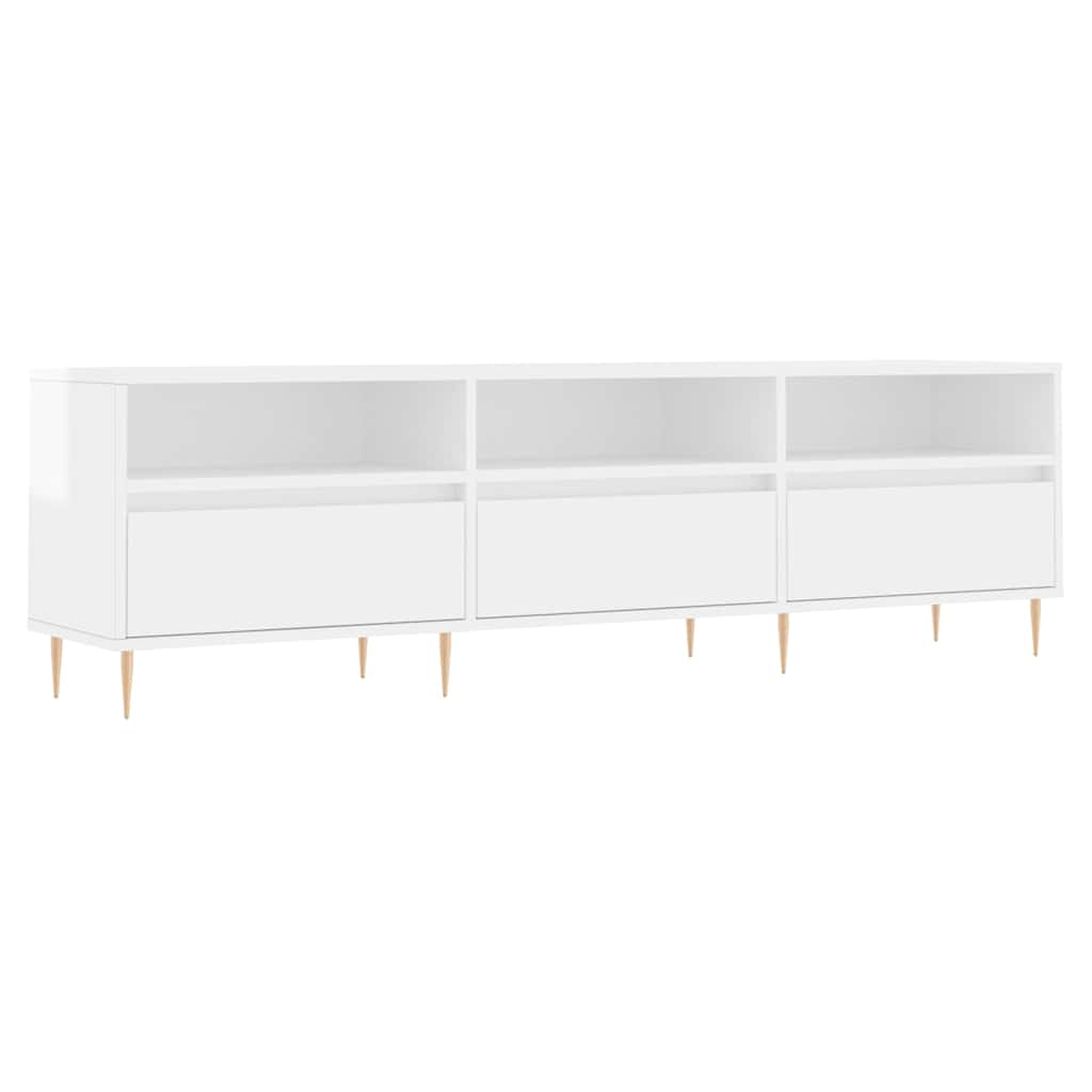 Έπιπλο Τηλεόρασης Γυαλ. Λευκό 150x30x44,5 εκ Επεξεργασμένο Ξύλο 2