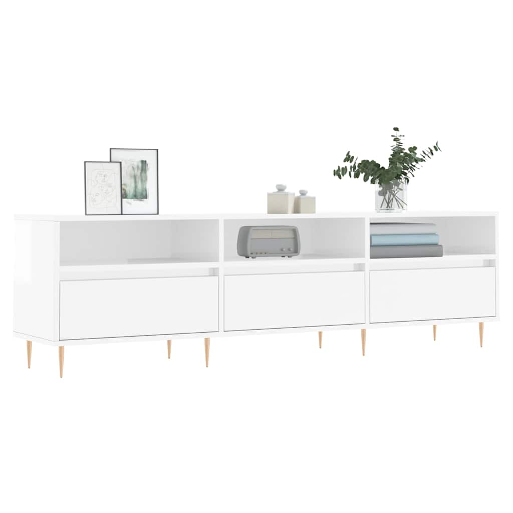 Έπιπλο Τηλεόρασης Γυαλ. Λευκό 150x30x44,5 εκ Επεξεργασμένο Ξύλο 3