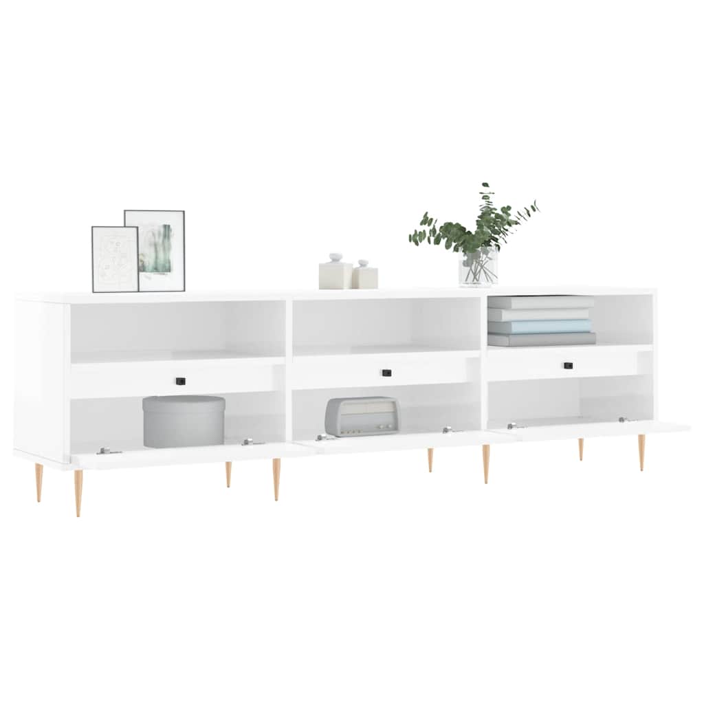Έπιπλο Τηλεόρασης Γυαλ. Λευκό 150x30x44,5 εκ Επεξεργασμένο Ξύλο 4