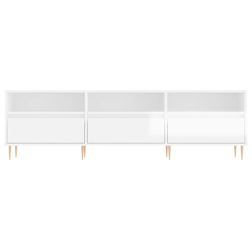 Έπιπλο Τηλεόρασης Γυαλ. Λευκό 150x30x44,5 εκ Επεξεργασμένο Ξύλο 5