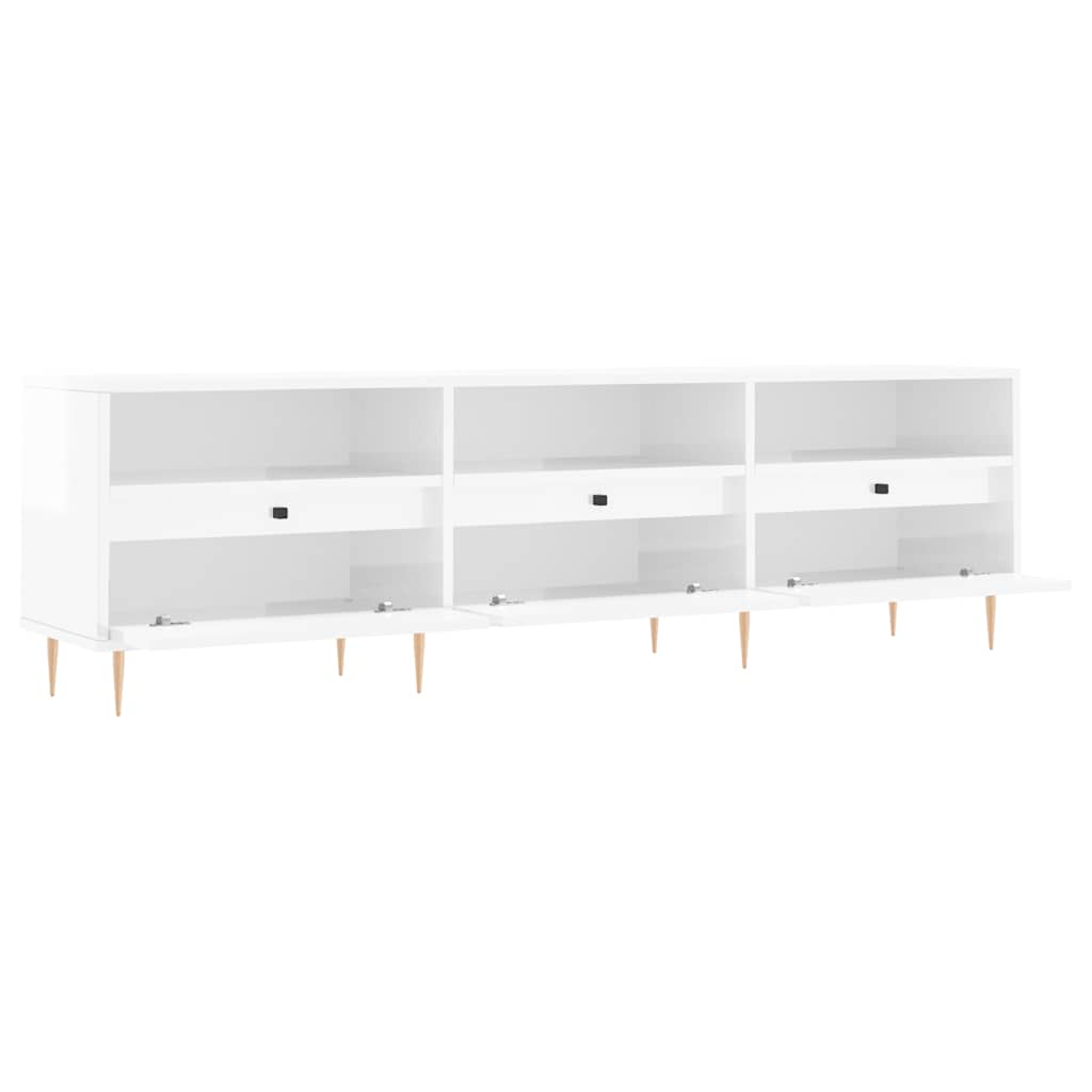Έπιπλο Τηλεόρασης Γυαλ. Λευκό 150x30x44,5 εκ Επεξεργασμένο Ξύλο 6