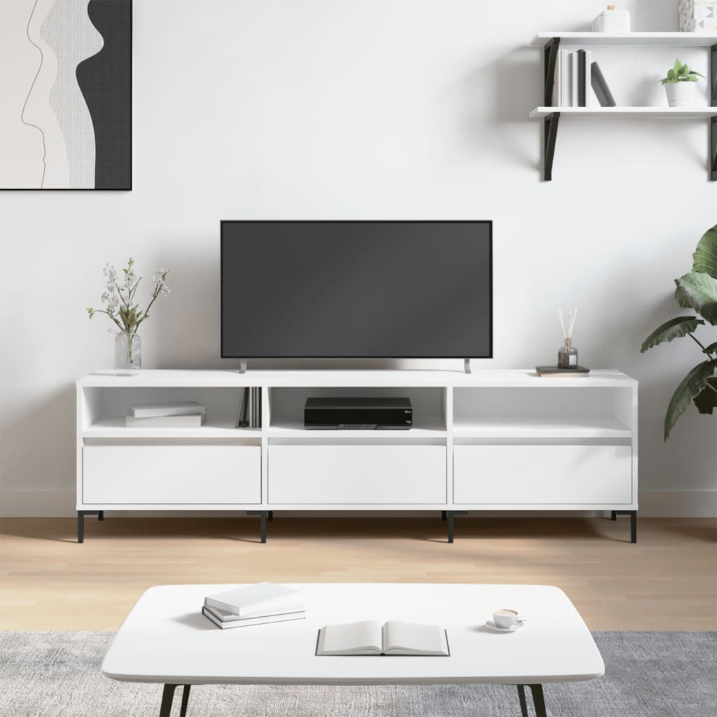 Έπιπλο Τηλεόρασης Λευκό 150x30x44,5 εκ. Επεξεργασμένο Ξύλο 1