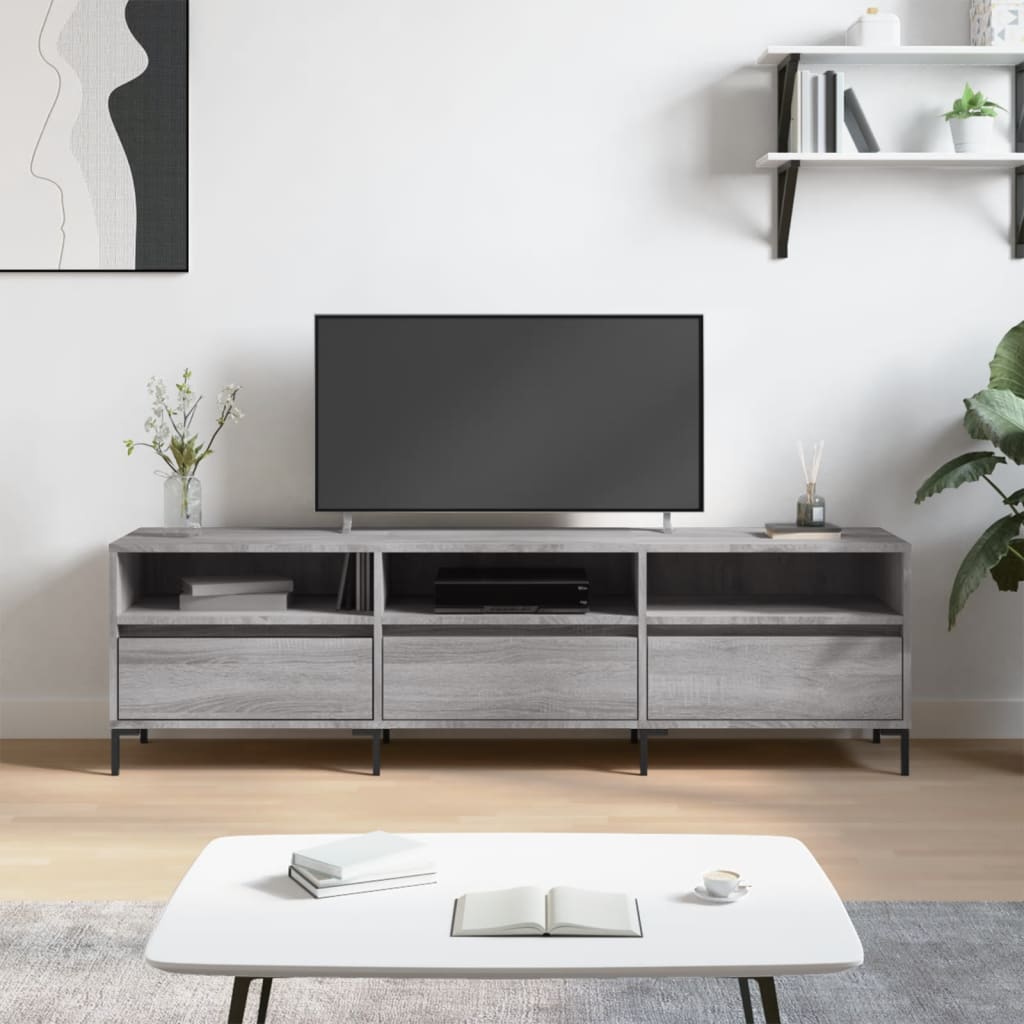 Έπιπλο Τηλεόρασης Γκρι Sonoma 150x30x44,5 εκ. από Επεξεργ. Ξύλο 1