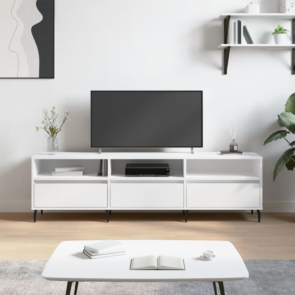 Έπιπλο Τηλεόρασης Λευκό 150x30x44,5 εκ. Επεξεργασμένο Ξύλο 1