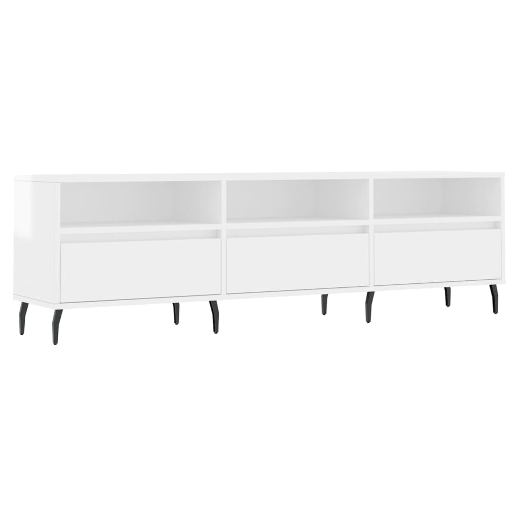 Έπιπλο Τηλεόρασης Γυαλ. Λευκό 150x30x44,5 εκ Επεξεργασμένο Ξύλο 2