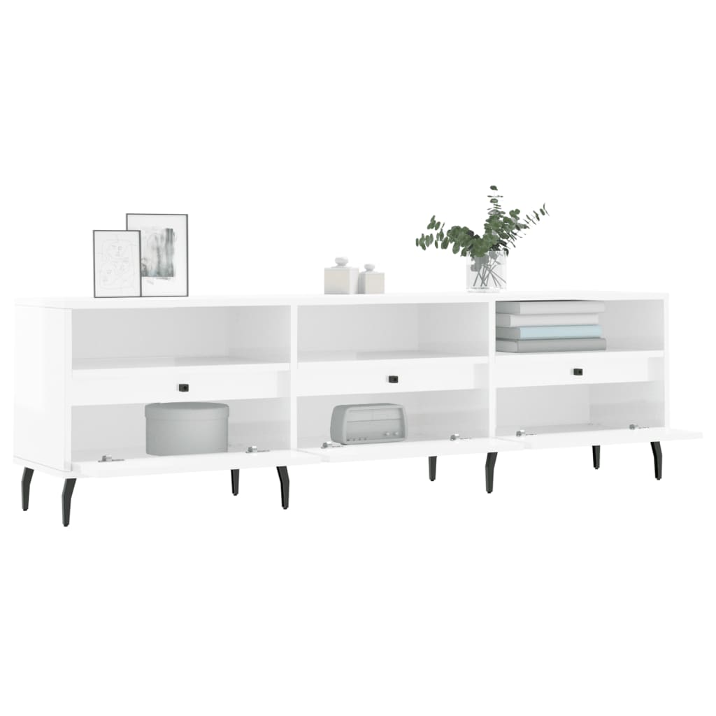 Έπιπλο Τηλεόρασης Γυαλ. Λευκό 150x30x44,5 εκ Επεξεργασμένο Ξύλο 4