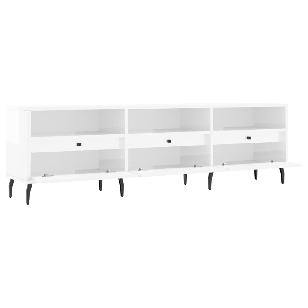 Έπιπλο Τηλεόρασης Γυαλ. Λευκό 150x30x44,5 εκ Επεξεργασμένο Ξύλο 6
