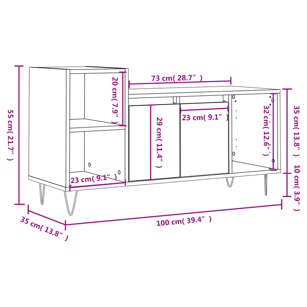 Έπιπλο Τηλεόρασης Γκρι Σκυρ. 100x35x55 εκ. Επεξ. Ξύλο 12