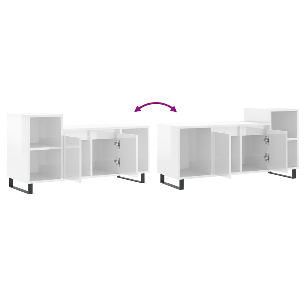 Έπιπλο Τηλεόρασης Γυαλ. Λευκό 100x35x55 εκ. Επεξεργασμένο Ξύλο 9