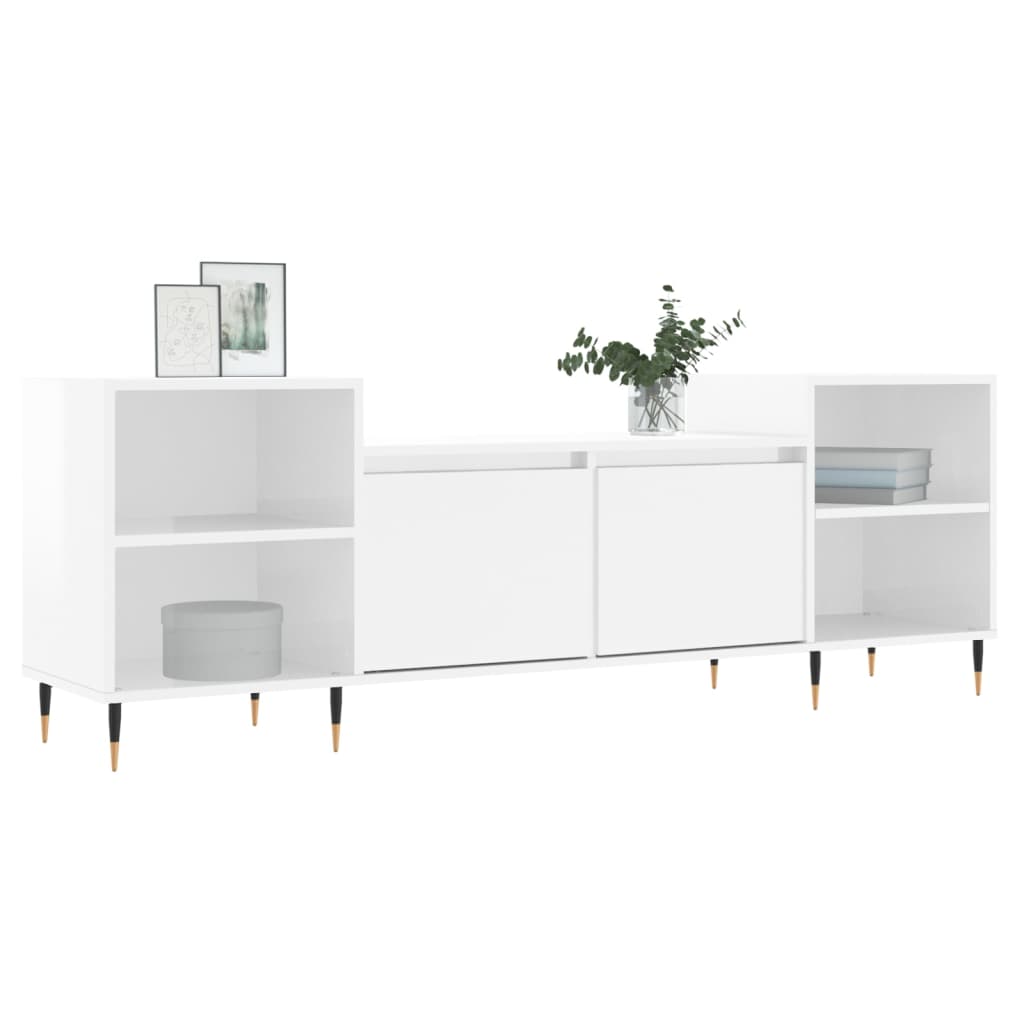 Έπιπλο Τηλεόρασης Γυαλ. Λευκό 160x35x55 εκ. Επεξεργασμένο Ξύλο 3