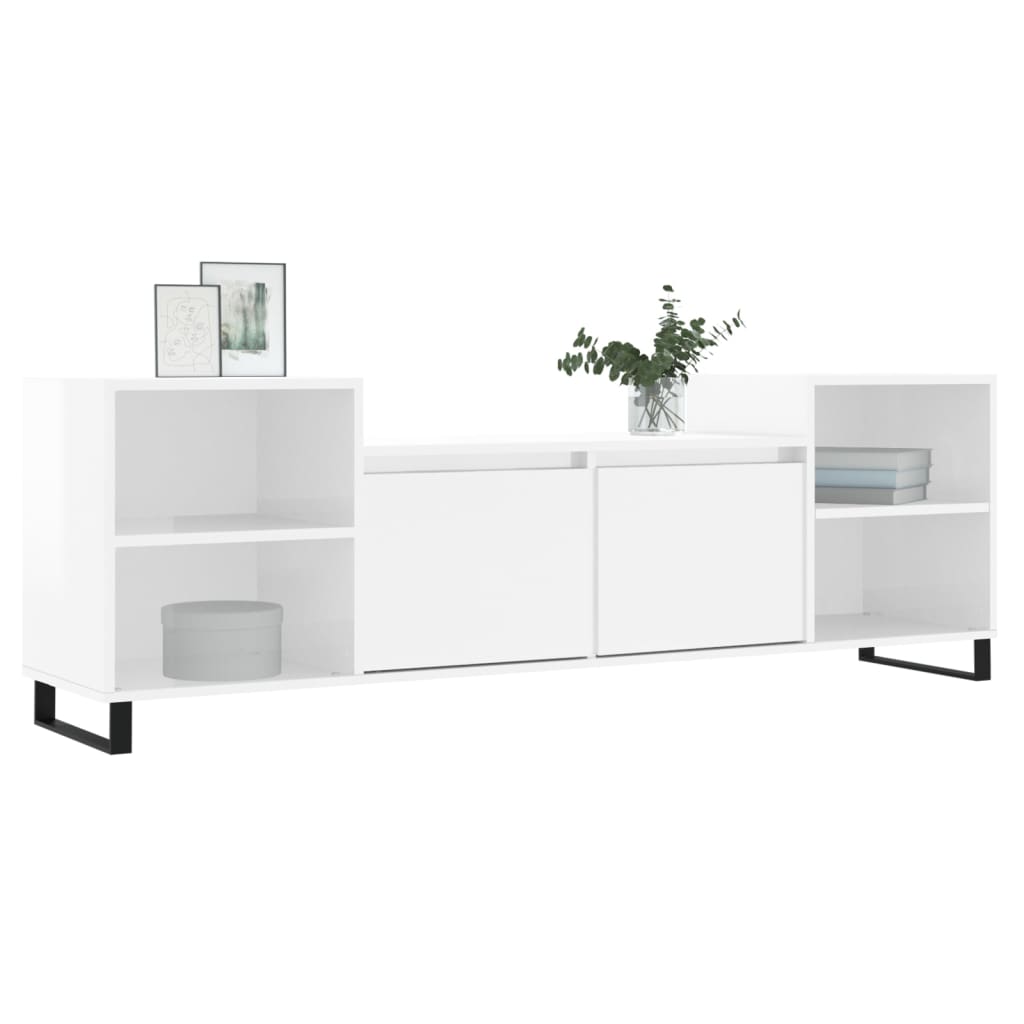 Έπιπλο Τηλεόρασης Γυαλ. Λευκό 160x35x55 εκ. Επεξεργασμένο Ξύλο 3