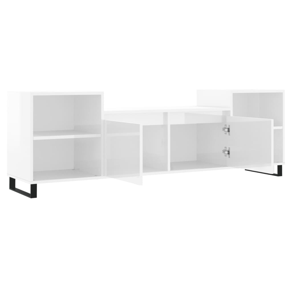 Έπιπλο Τηλεόρασης Γυαλ. Λευκό 160x35x55 εκ. Επεξεργασμένο Ξύλο 6