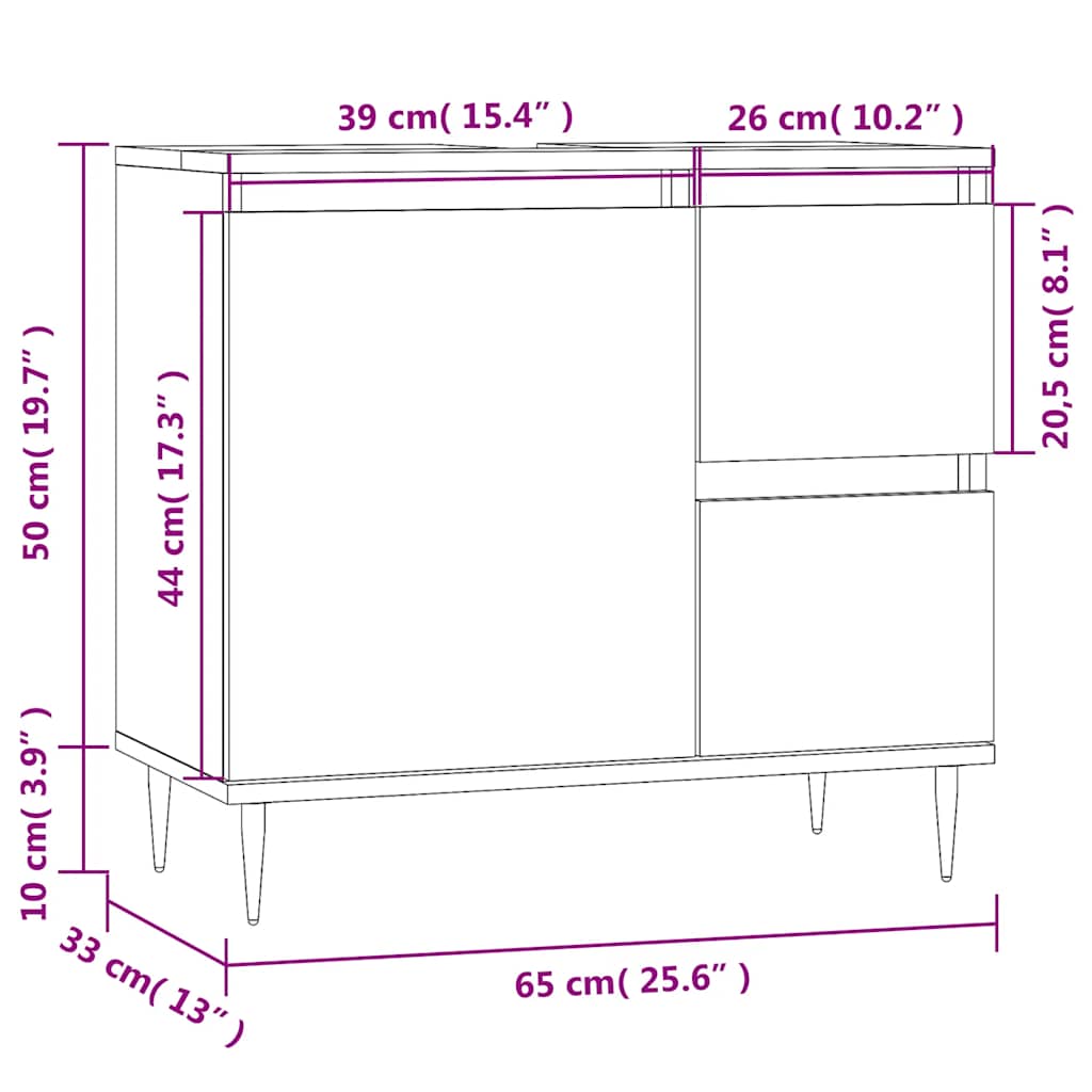 Ντουλάπι Μπάνιου Μαύρο 65x33x60 εκ. Επεξεργασμένο Ξύλο 12