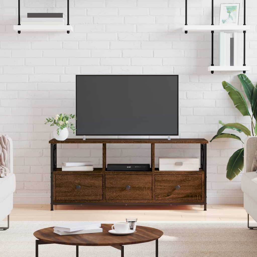 Έπιπλο Τηλεόρασης Καφέ Δρυς 102x33x45 εκ. Επεξ. Ξύλο/Σίδερο 1
