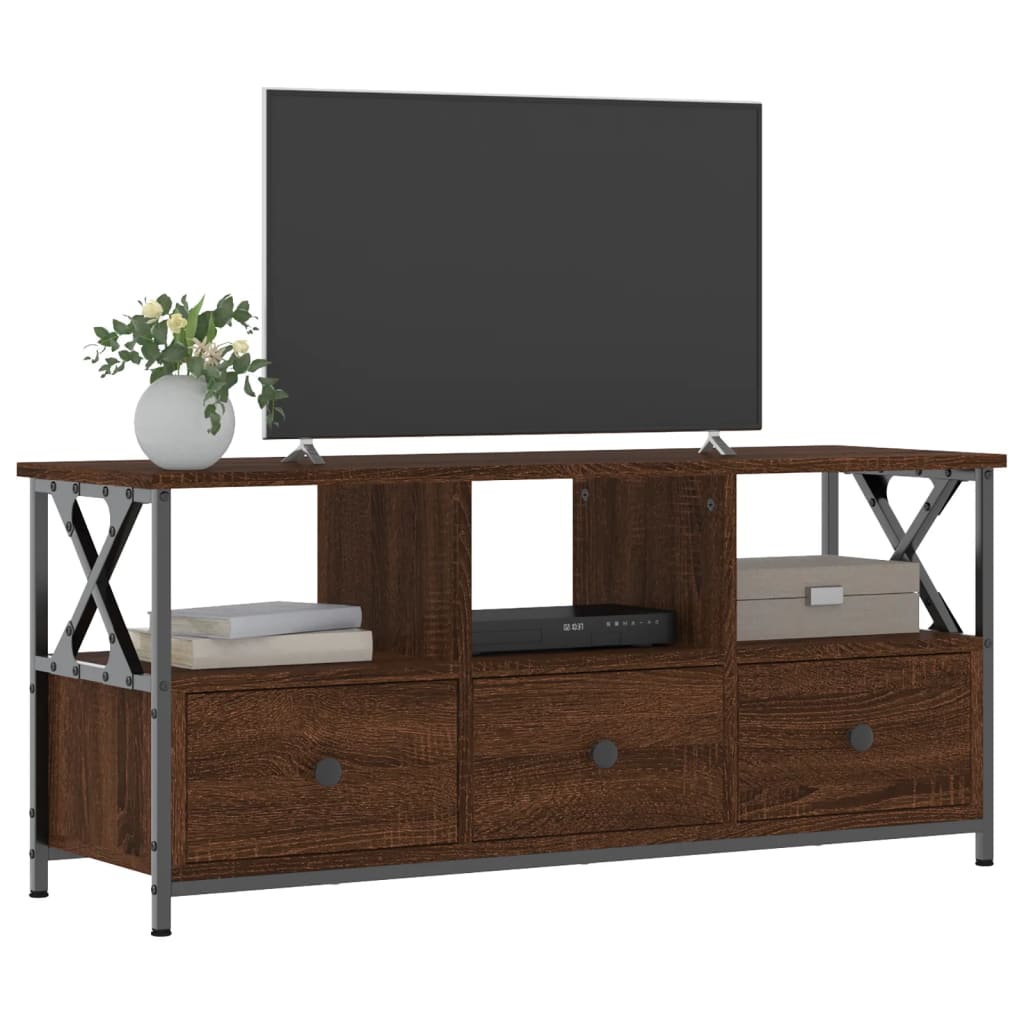 Έπιπλο Τηλεόρασης Καφέ Δρυς 102x33x45 εκ. Επεξ. Ξύλο/Σίδερο 3