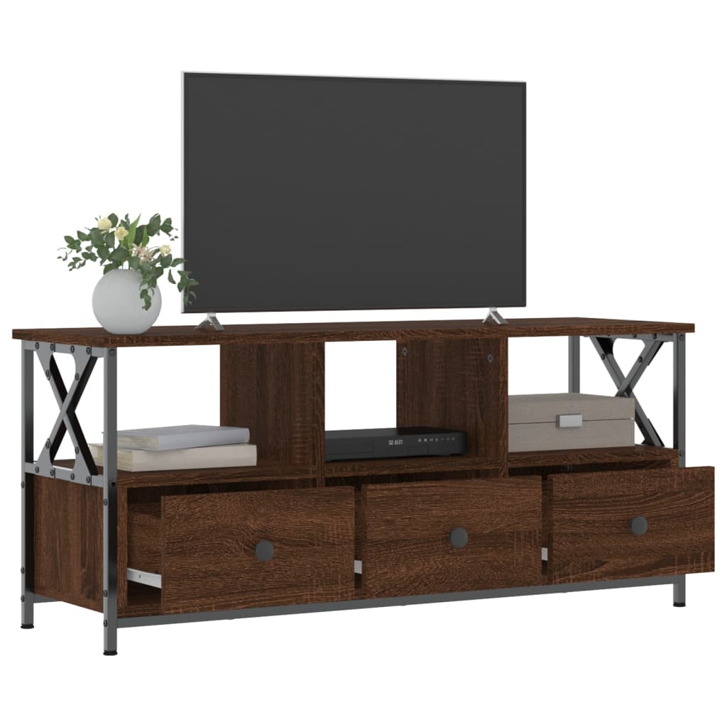 Έπιπλο Τηλεόρασης Καφέ Δρυς 102x33x45 εκ. Επεξ. Ξύλο/Σίδερο 4