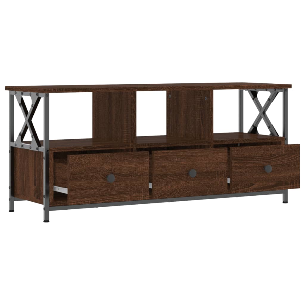 Έπιπλο Τηλεόρασης Καφέ Δρυς 102x33x45 εκ. Επεξ. Ξύλο/Σίδερο 6