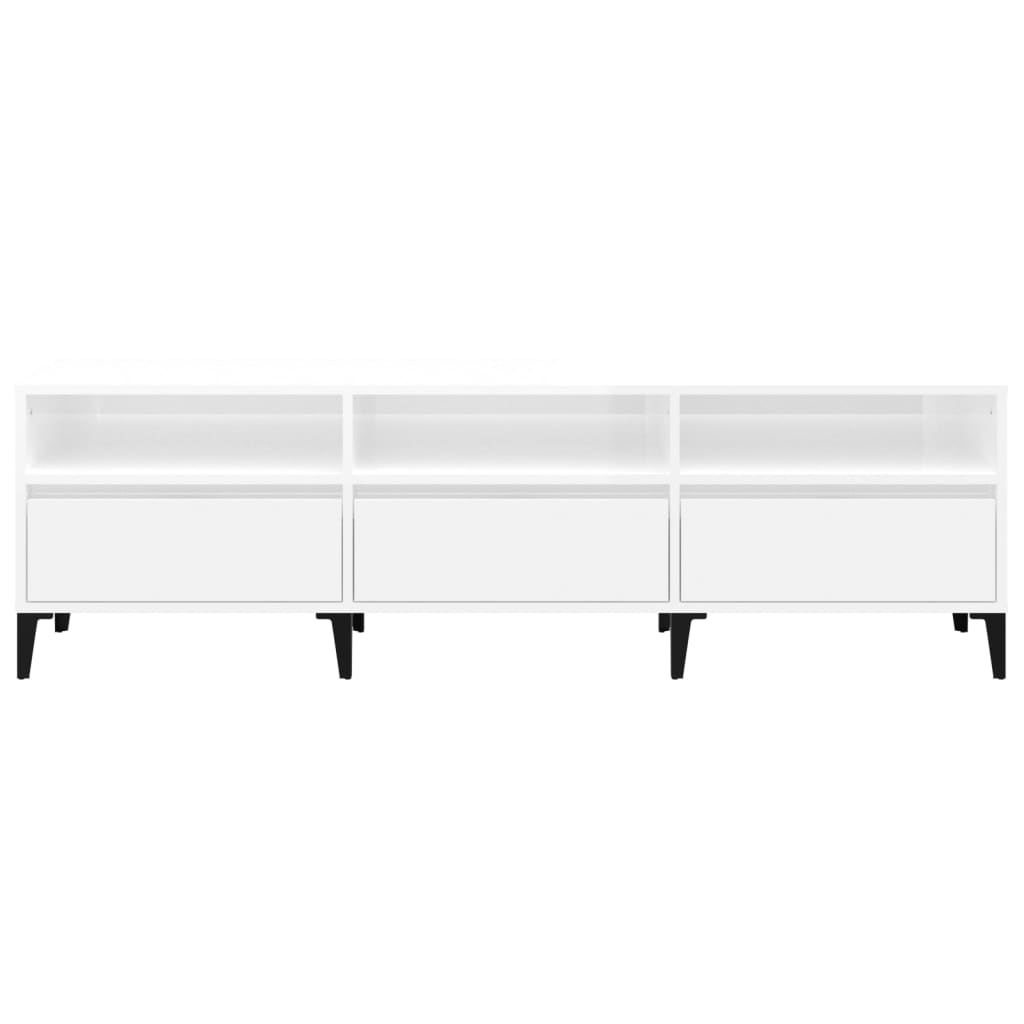 Έπιπλο Τηλεόρασης Γυαλ. Λευκό 150x30x44,5 εκ Επεξεργασμένο Ξύλο 6