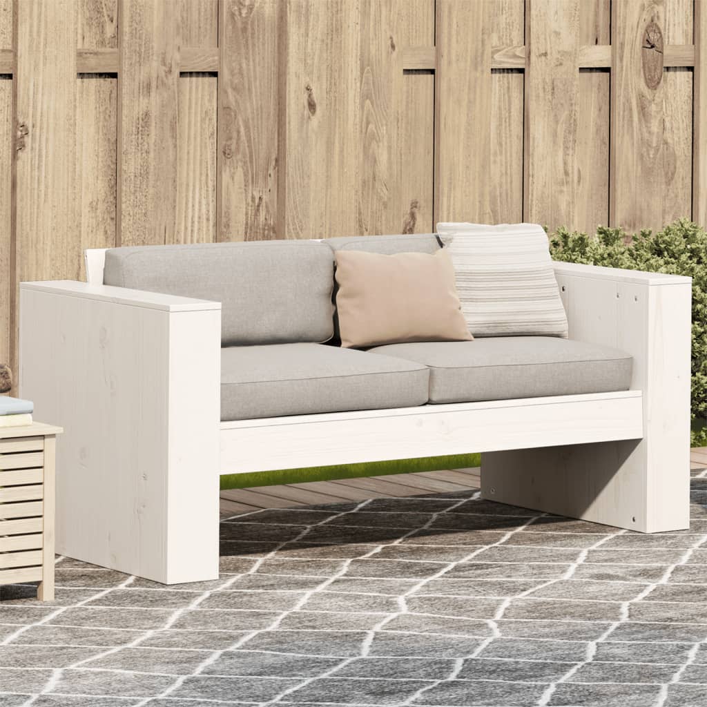 Καναπές Κήπου Διθέσιος Λευκός 134x60x62 εκ. Μασίφ Ξύλο Πεύκου 1