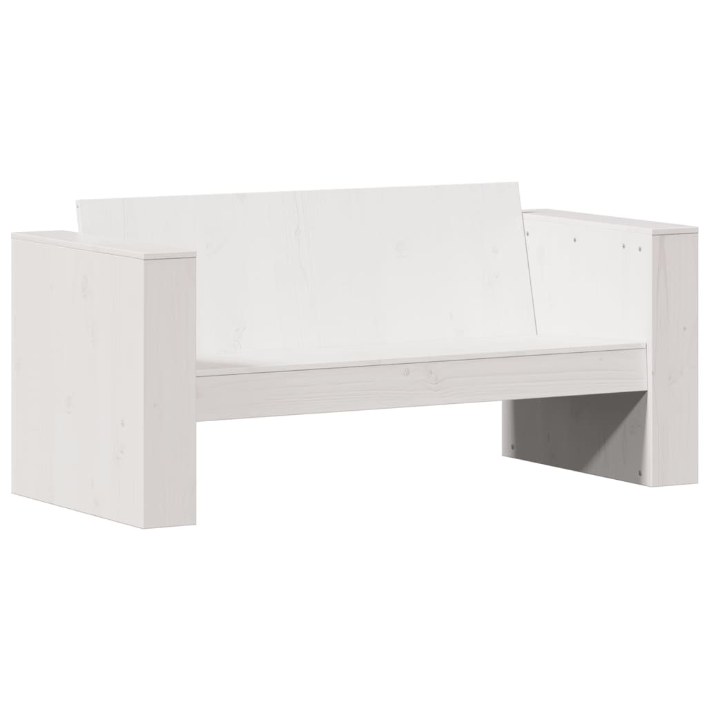 Καναπές Κήπου Διθέσιος Λευκός 134x60x62 εκ. Μασίφ Ξύλο Πεύκου 2