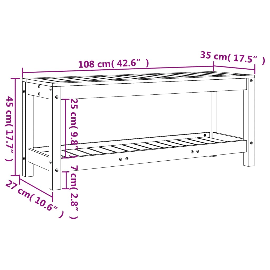 Παγκάκι Κήπου 108 x 35 x 45 εκ. από Μασίφ Ξύλο Ψευδοτσούγκας 9