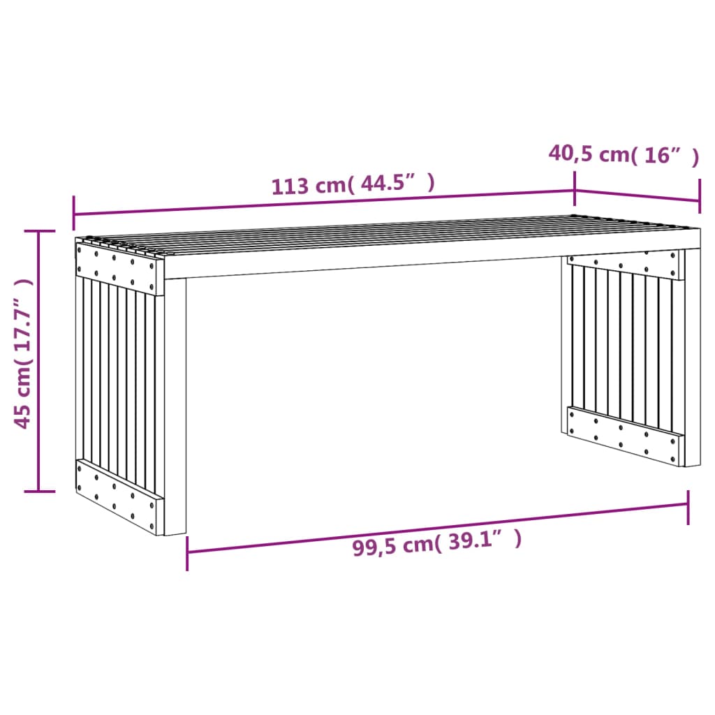 Παγκάκι Κήπου Επεκτάσιμο Μαύρο 212,5x40,5x45εκ. Μασίφ Πεύκο 10
