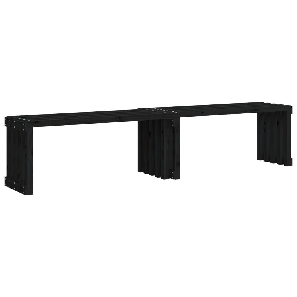 Παγκάκι Κήπου Επεκτάσιμο Μαύρο 212,5x40,5x45εκ. Μασίφ Πεύκο 2