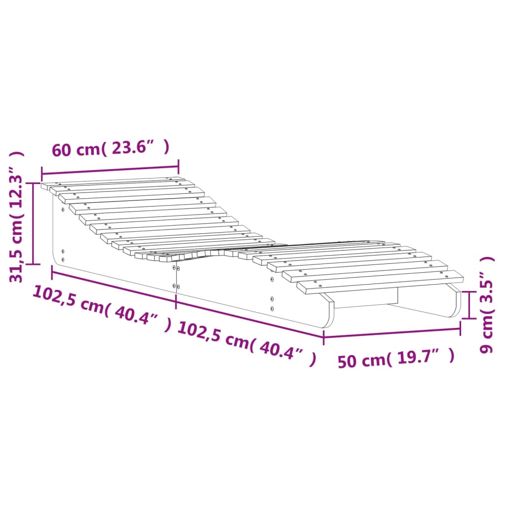 Ξαπλώστρα 205x60x31,5 εκ. από Μασίφ Ξύλο Πεύκου 9