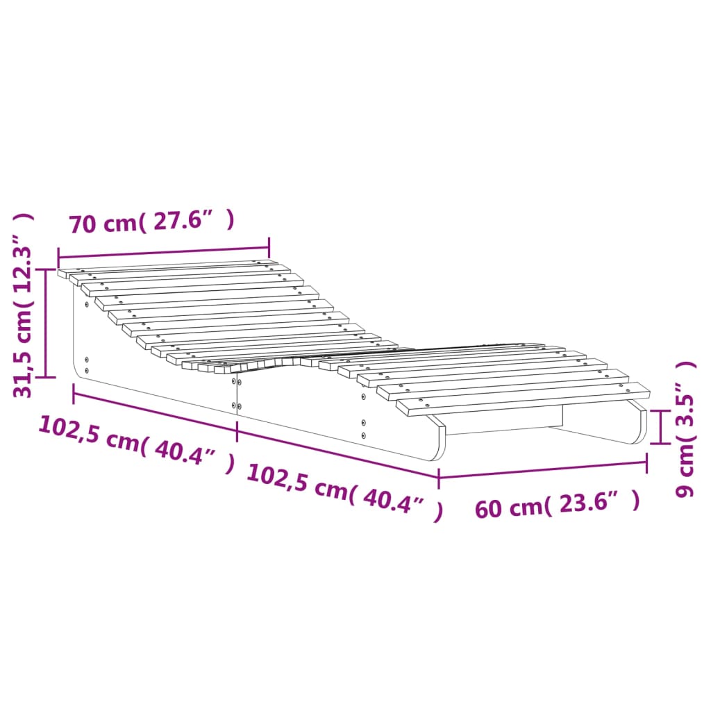 Ξαπλώστρα 205x70x31,5 εκ. από Μασίφ Ξύλο Πεύκου 9