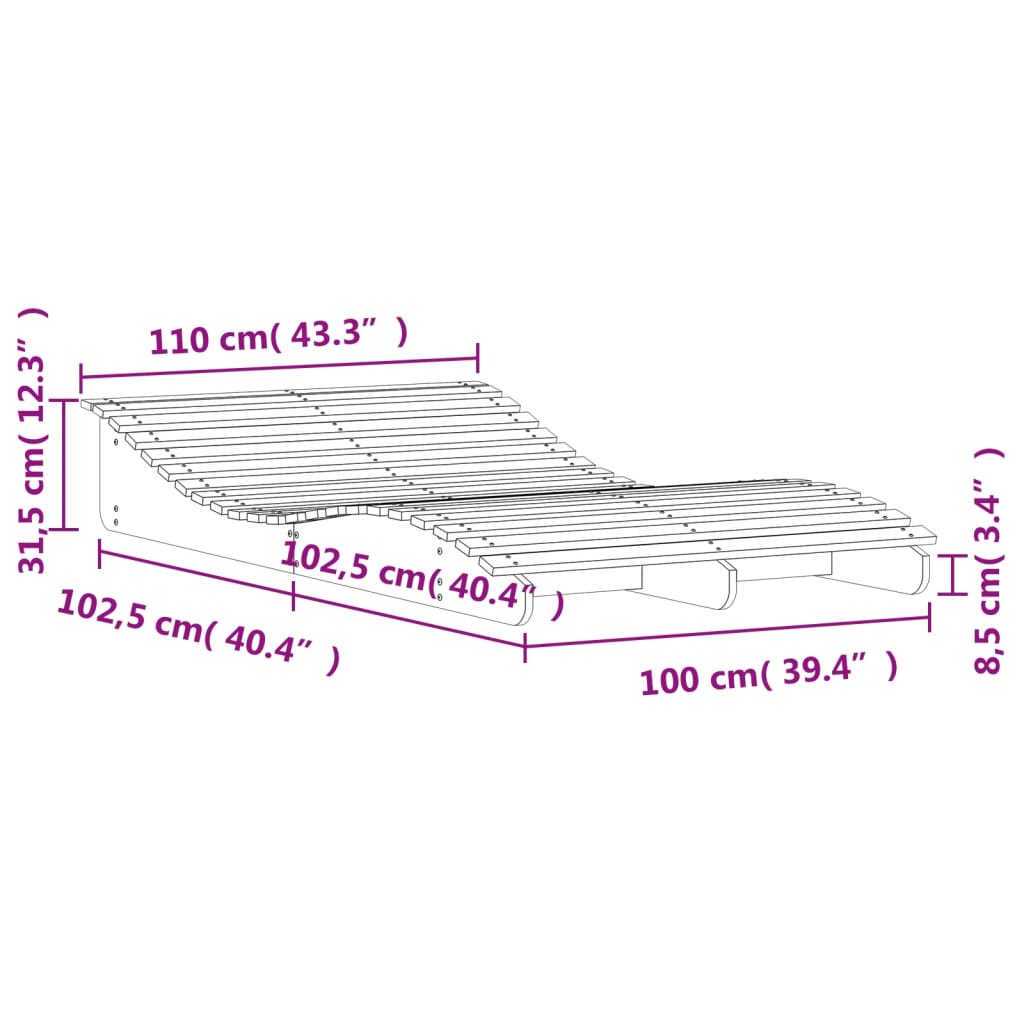 Ξαπλώστρα 205x1100x31,5 εκ. από Μασίφ Ξύλο Πεύκου 9