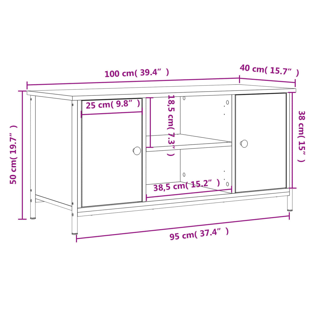 Έπιπλο Τηλεόρασης Γκρι Sonoma 100x40x50 εκ. από Επεξεργ. Ξύλο 11