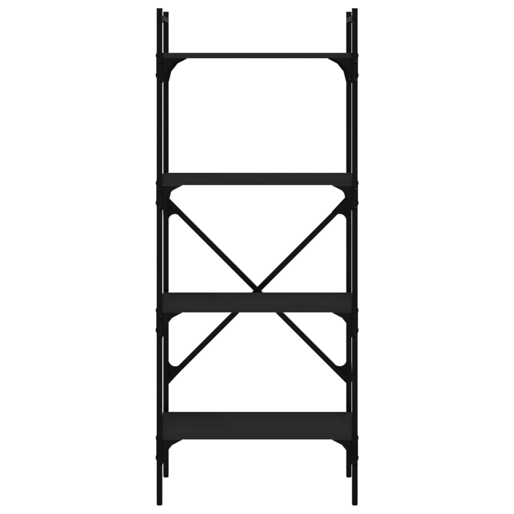 Βιβλιοθήκη 4 Επιπέδων Μαύρη 56x31,5x138,5 εκ. Επεξεργ. Ξύλο 4